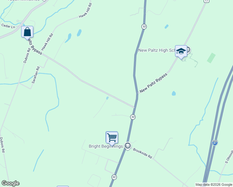 map of restaurants, bars, coffee shops, grocery stores, and more near 75-99 County Road 17 in New Paltz