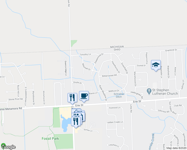 map of restaurants, bars, coffee shops, grocery stores, and more near 6008 Deepwood Ct in Sylvania