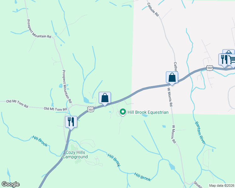 map of restaurants, bars, coffee shops, grocery stores, and more near 1226 Bantam Road in Litchfield