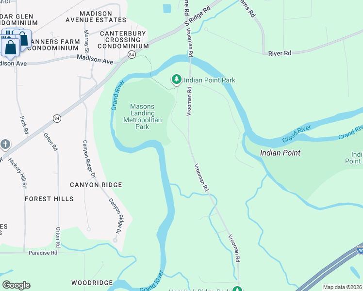 map of restaurants, bars, coffee shops, grocery stores, and more near 5418 Vrooman Road in Painesville