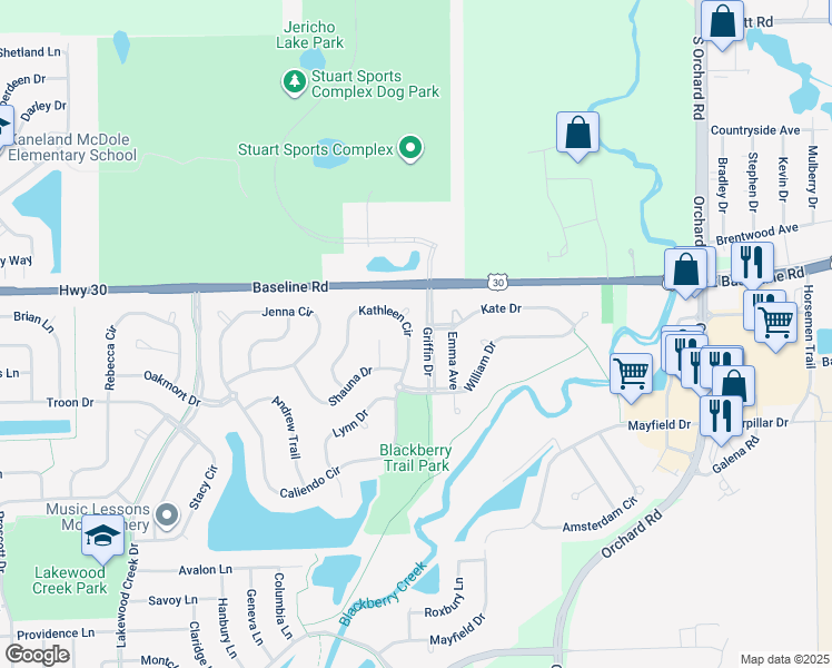 map of restaurants, bars, coffee shops, grocery stores, and more near 2166 Kathleen Circle in Montgomery