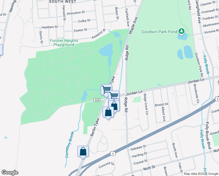 map of restaurants, bars, coffee shops, grocery stores, and more near in Wethersfield
