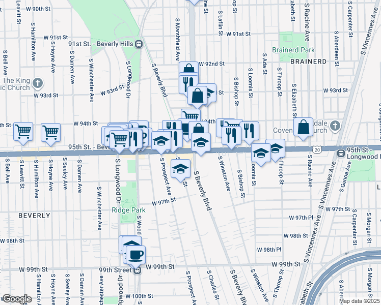 map of restaurants, bars, coffee shops, grocery stores, and more near in Chicago
