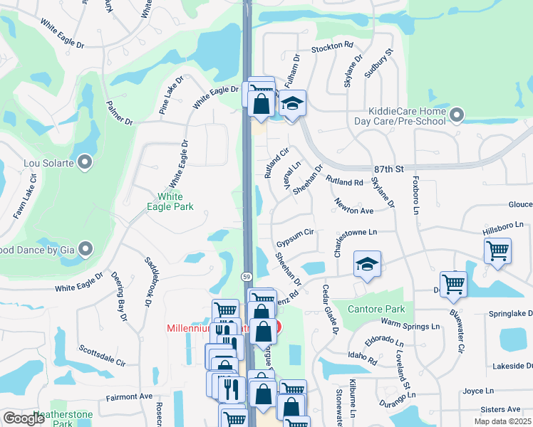 map of restaurants, bars, coffee shops, grocery stores, and more near 2978 White Thorn Circle in Naperville
