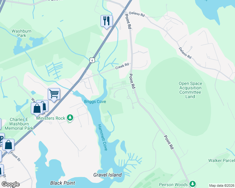 map of restaurants, bars, coffee shops, grocery stores, and more near 6 Jenney Lane in Marion