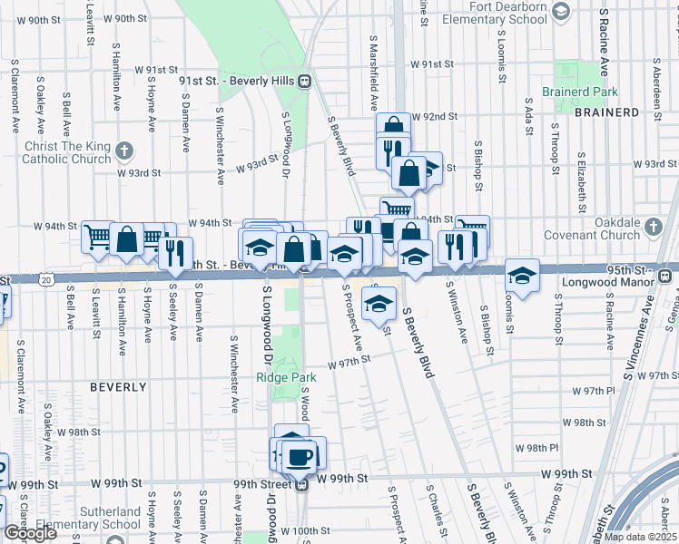 map of restaurants, bars, coffee shops, grocery stores, and more near in Chicago