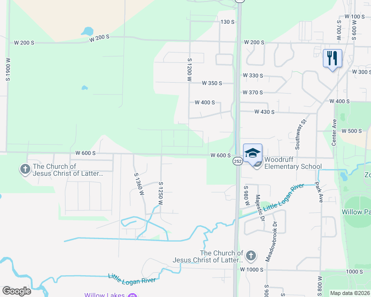 map of restaurants, bars, coffee shops, grocery stores, and more near 1204 West 575 South in Logan