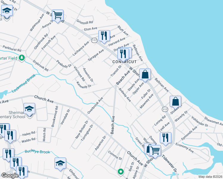 map of restaurants, bars, coffee shops, grocery stores, and more near 16 Overbrook Avenue in Warwick