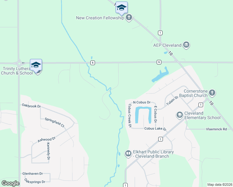 map of restaurants, bars, coffee shops, grocery stores, and more near 53210 Old Farm Road in Elkhart