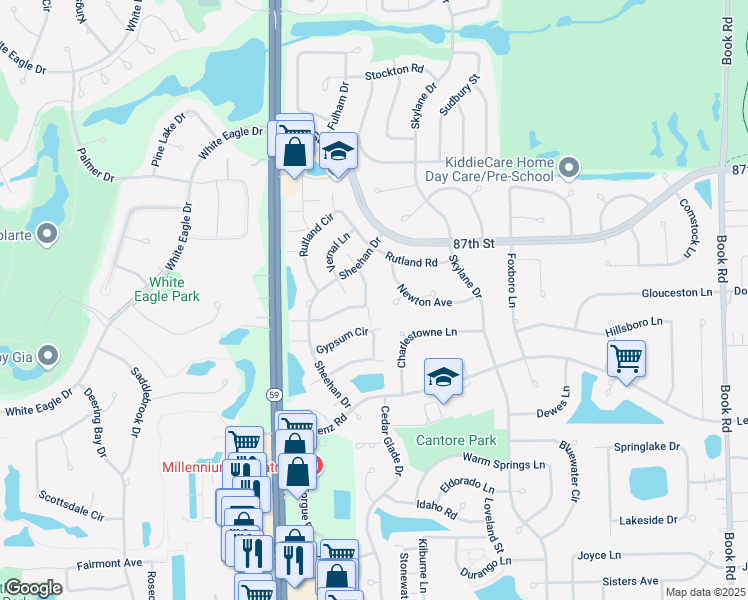 map of restaurants, bars, coffee shops, grocery stores, and more near 2315 Johnsburg Court in Naperville