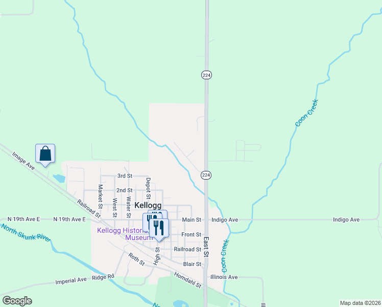 map of restaurants, bars, coffee shops, grocery stores, and more near 116 Northfield Drive in Kellogg