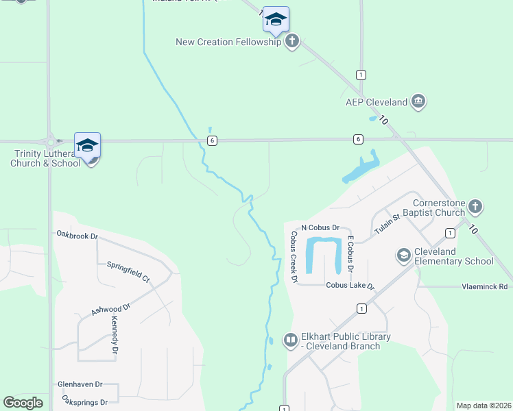 map of restaurants, bars, coffee shops, grocery stores, and more near 53210 Old Farm Road in Elkhart