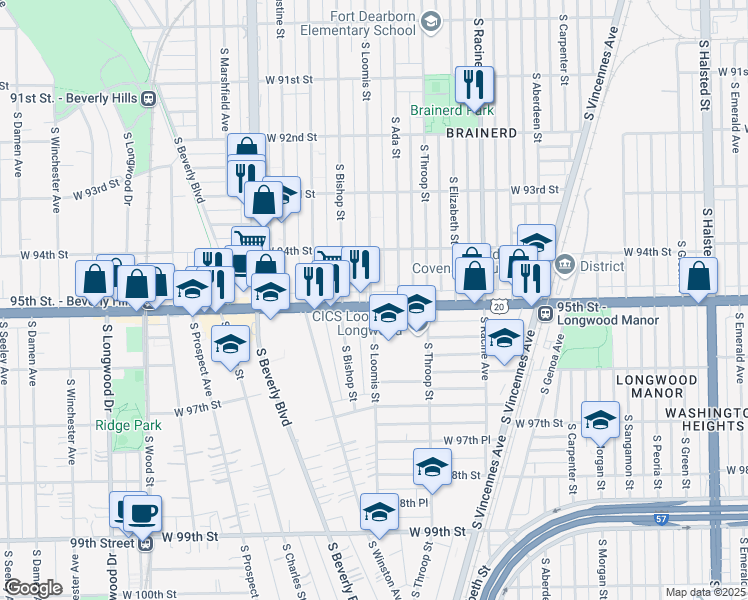 map of restaurants, bars, coffee shops, grocery stores, and more near in Chicago