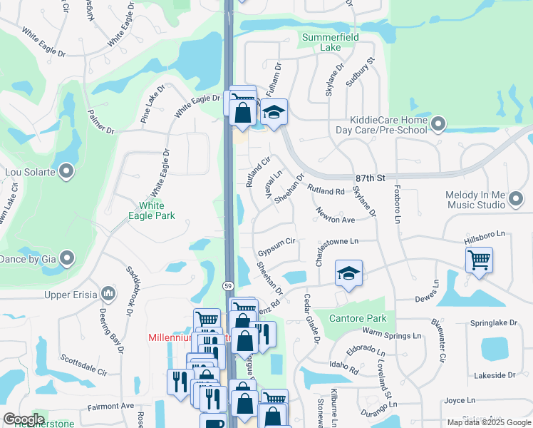 map of restaurants, bars, coffee shops, grocery stores, and more near 2978 White Thorn Circle in Naperville