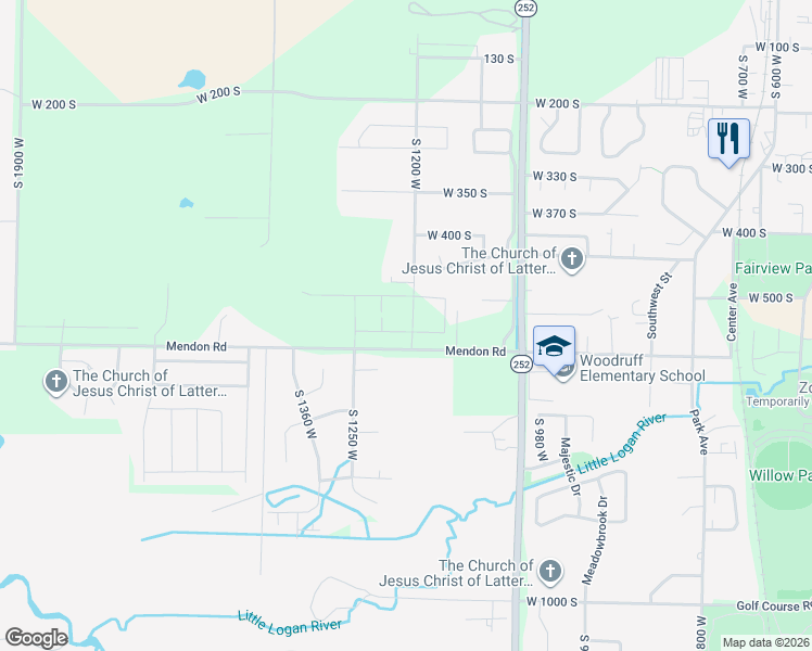 map of restaurants, bars, coffee shops, grocery stores, and more near 562 South 1215 West in Logan