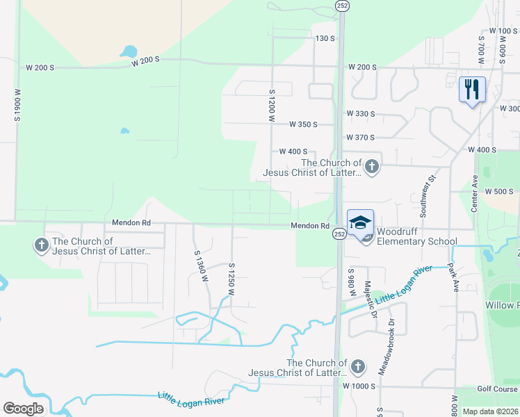 map of restaurants, bars, coffee shops, grocery stores, and more near 557 South 1215 West in Logan