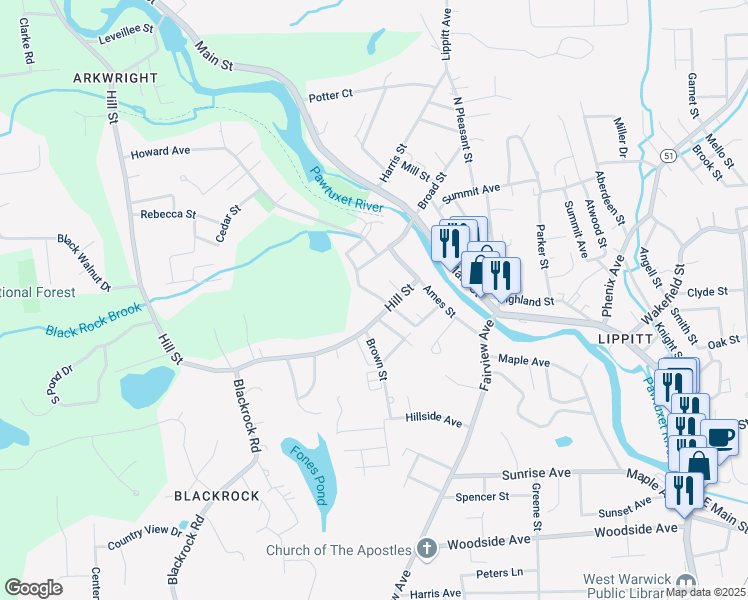 map of restaurants, bars, coffee shops, grocery stores, and more near 26 Mumford Street in Coventry