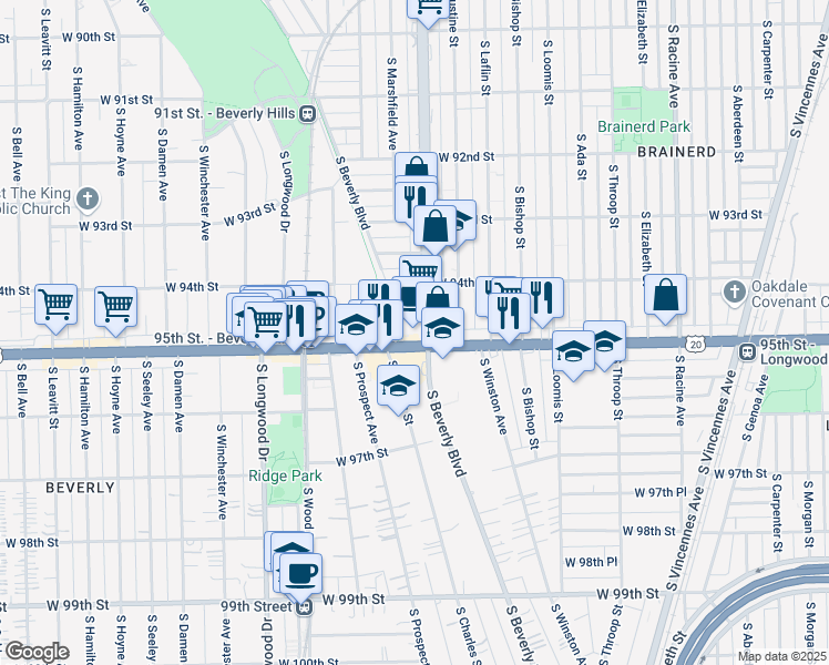 map of restaurants, bars, coffee shops, grocery stores, and more near in Chicago