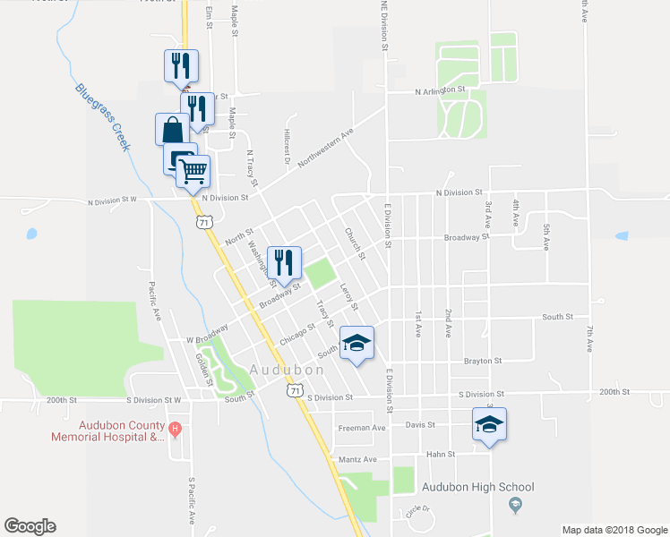 map of restaurants, bars, coffee shops, grocery stores, and more near 318 Leroy Street in Audubon