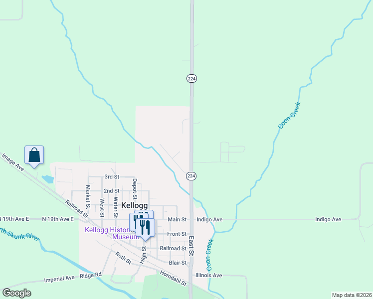 map of restaurants, bars, coffee shops, grocery stores, and more near 116 Northfield Drive in Kellogg