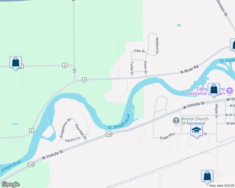 map of restaurants, bars, coffee shops, grocery stores, and more near 19210 Wigwam Court in Bristol