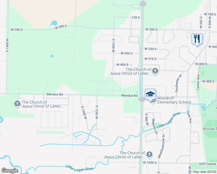 map of restaurants, bars, coffee shops, grocery stores, and more near 539 South 1215 West in Logan