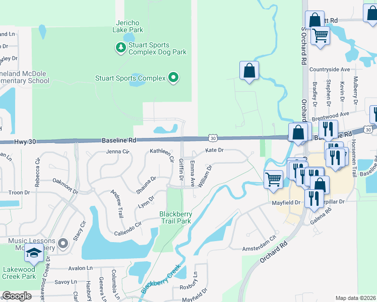 map of restaurants, bars, coffee shops, grocery stores, and more near 2166 Kathleen Circle in Montgomery