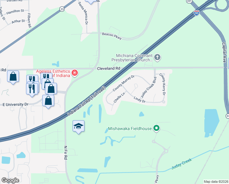 map of restaurants, bars, coffee shops, grocery stores, and more near 53230 County Murray Drive in Granger