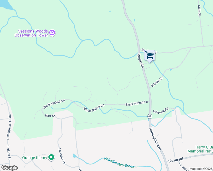 map of restaurants, bars, coffee shops, grocery stores, and more near 24 Bittersweet Lane in Burlington