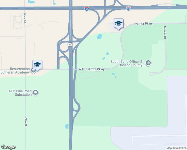 map of restaurants, bars, coffee shops, grocery stores, and more near 6201-6225 Old Cleveland Road in South Bend