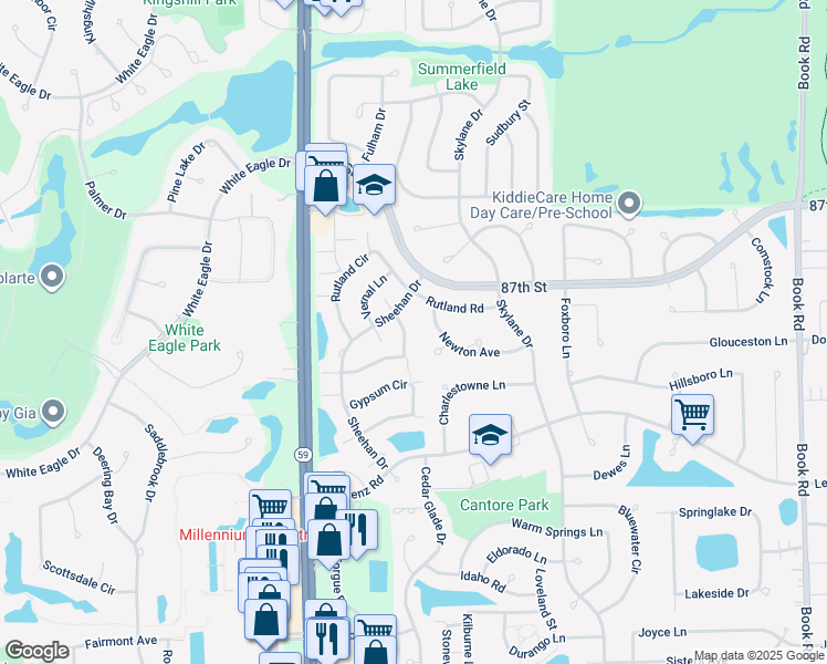 map of restaurants, bars, coffee shops, grocery stores, and more near 2660 Newton Avenue in Naperville