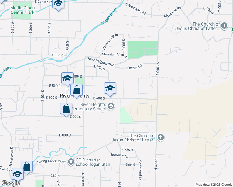 map of restaurants, bars, coffee shops, grocery stores, and more near 780 East Greenfield Circle in River Heights