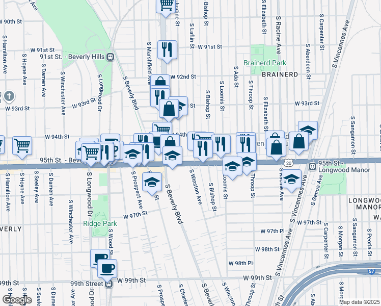 map of restaurants, bars, coffee shops, grocery stores, and more near in Chicago