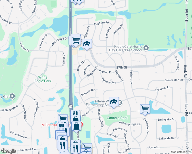 map of restaurants, bars, coffee shops, grocery stores, and more near 2660 Newton Avenue in Naperville