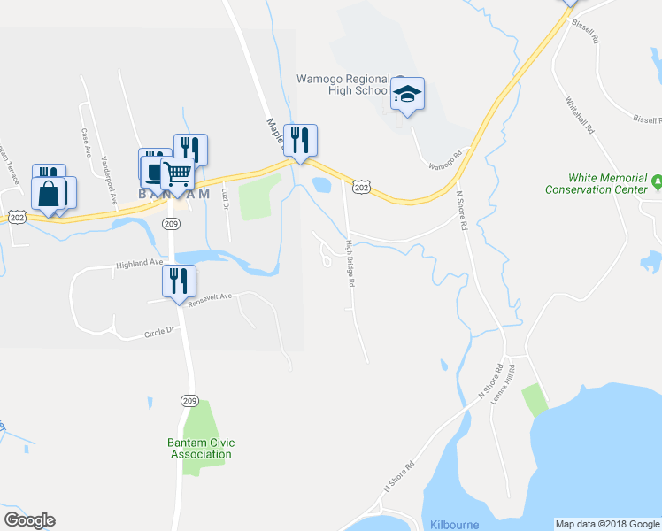 map of restaurants, bars, coffee shops, grocery stores, and more near 15 Seminole Circle in Litchfield