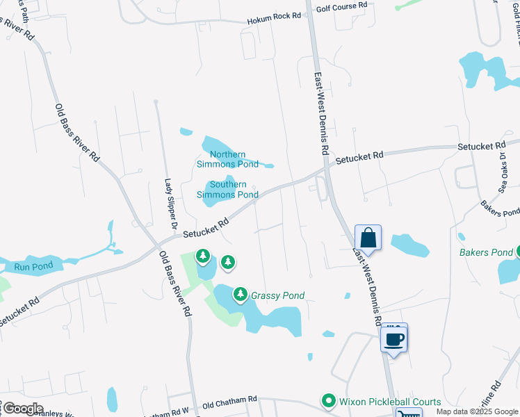 map of restaurants, bars, coffee shops, grocery stores, and more near 8 Grassy Pond Drive in Dennis