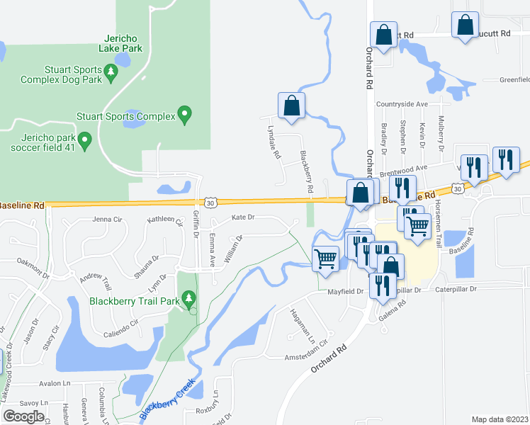 map of restaurants, bars, coffee shops, grocery stores, and more near 2064 Kate Drive in Montgomery