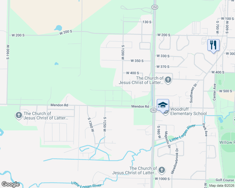 map of restaurants, bars, coffee shops, grocery stores, and more near 521 South 1215 West in Logan