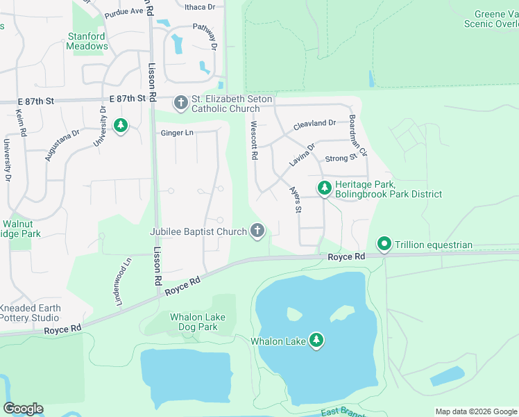 map of restaurants, bars, coffee shops, grocery stores, and more near 644 Lavina Court in Bolingbrook