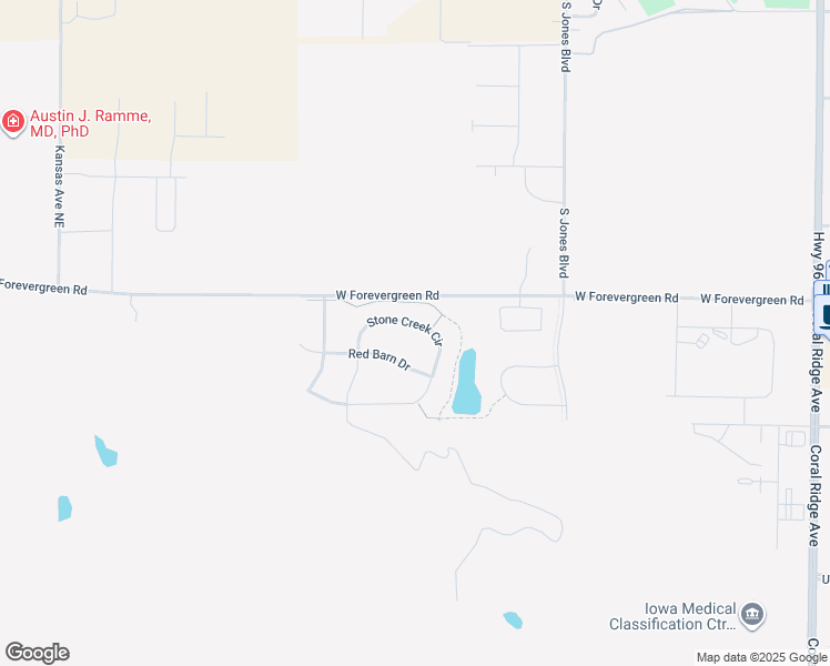 map of restaurants, bars, coffee shops, grocery stores, and more near 1695 Stone Creek Circle in North Liberty