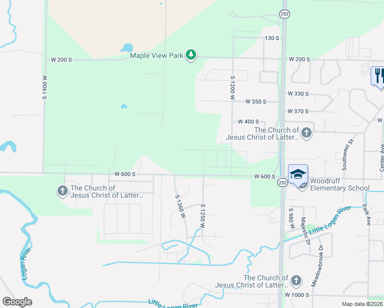 map of restaurants, bars, coffee shops, grocery stores, and more near 1271 West 500 South in Logan