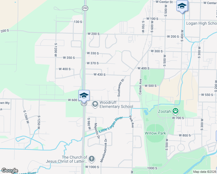 map of restaurants, bars, coffee shops, grocery stores, and more near 847 West 530 South in Logan