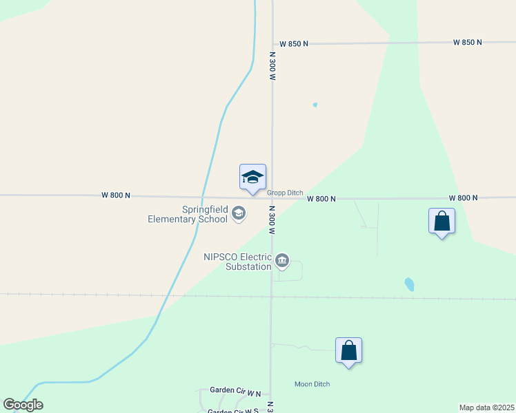 map of restaurants, bars, coffee shops, grocery stores, and more near 3054 West 800 North in Michigan City