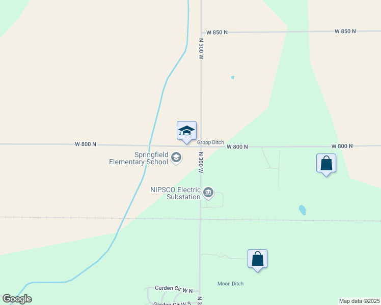 map of restaurants, bars, coffee shops, grocery stores, and more near 3054 West 800 North in Michigan City