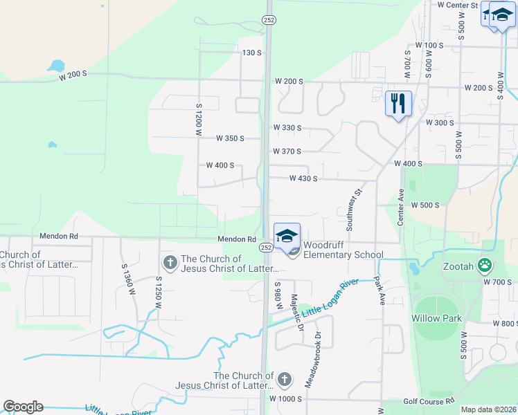 map of restaurants, bars, coffee shops, grocery stores, and more near 1033 W 500 S in Logan