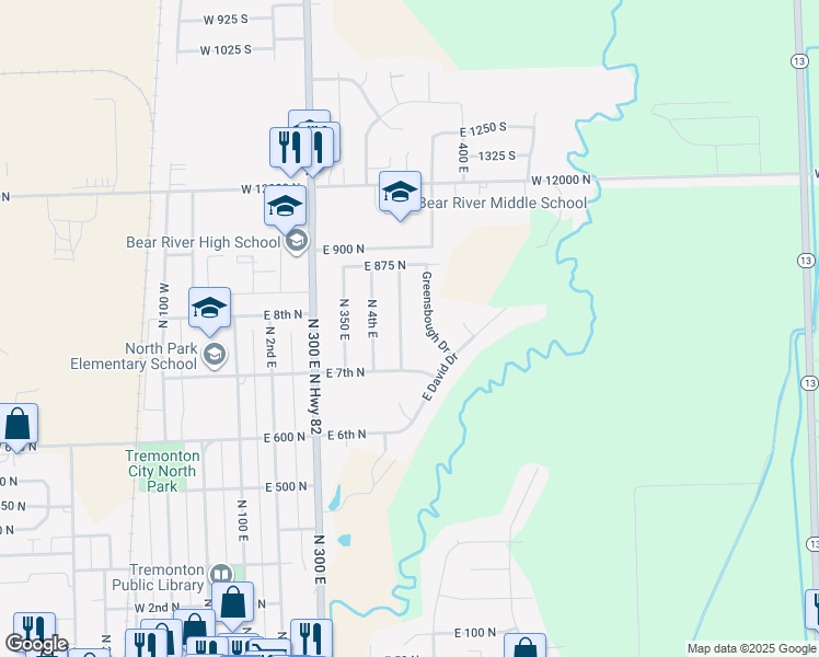 map of restaurants, bars, coffee shops, grocery stores, and more near 791 Greensbough Drive in Tremonton