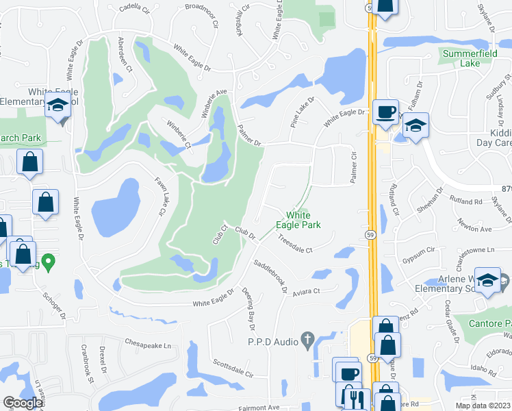 map of restaurants, bars, coffee shops, grocery stores, and more near 2259 Sable Oaks Drive in Naperville
