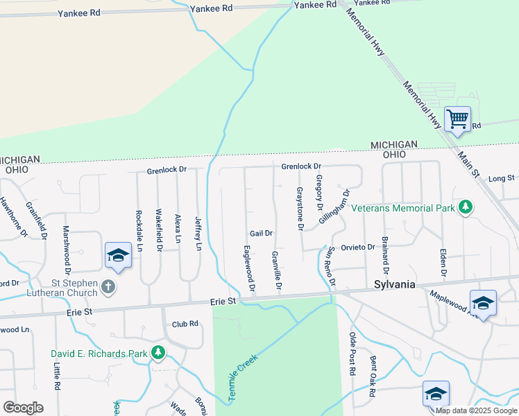 map of restaurants, bars, coffee shops, grocery stores, and more near 7350 Stonewood Court in Sylvania