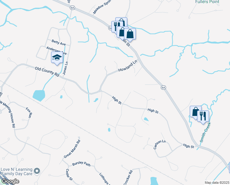 map of restaurants, bars, coffee shops, grocery stores, and more near 410 High Street in Barnstable