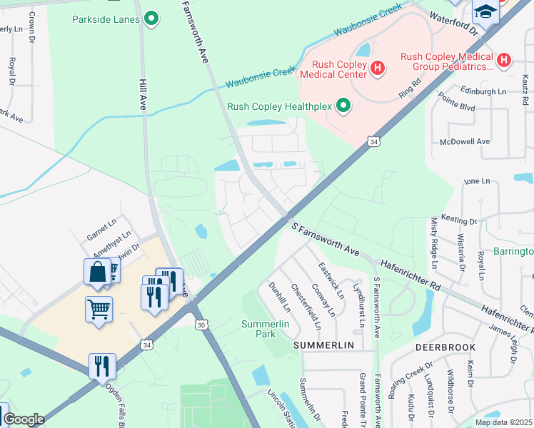 map of restaurants, bars, coffee shops, grocery stores, and more near 1837 Clubhouse Drive in Aurora